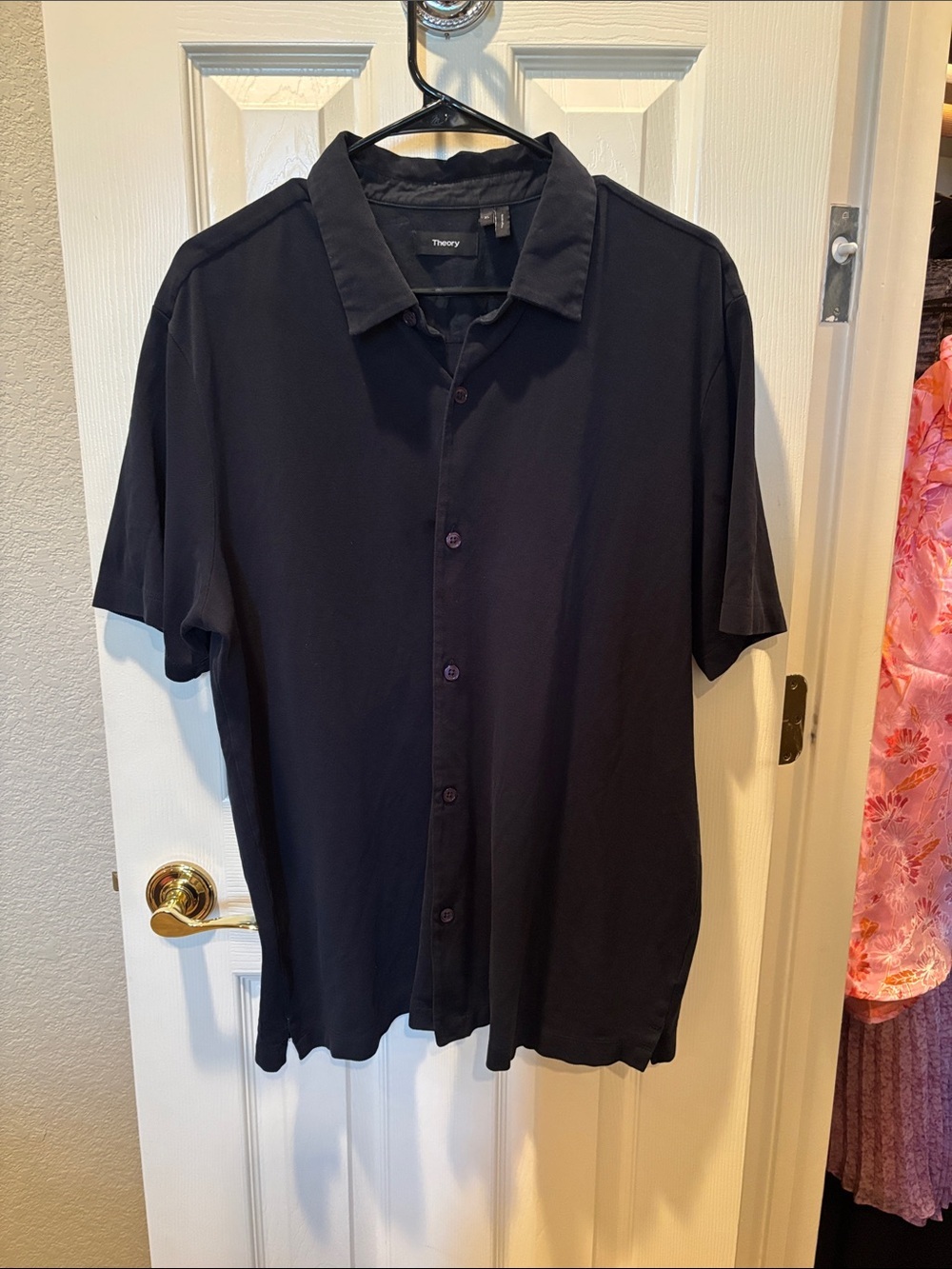 Theory Pima Cotton Short Sleeve Button Down Shirt Size XL